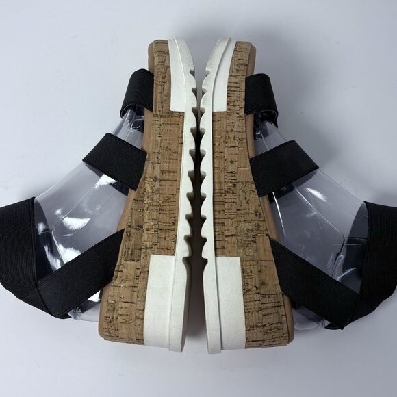 Steve Madden Black Bandi Platform Wedge Strappy Cork Sandal Size 8.5 Casual Boho - Picture 3 of 10